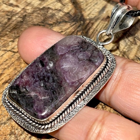 Beautiful Square Charoite Pendant 2” - Picture 3 of 13